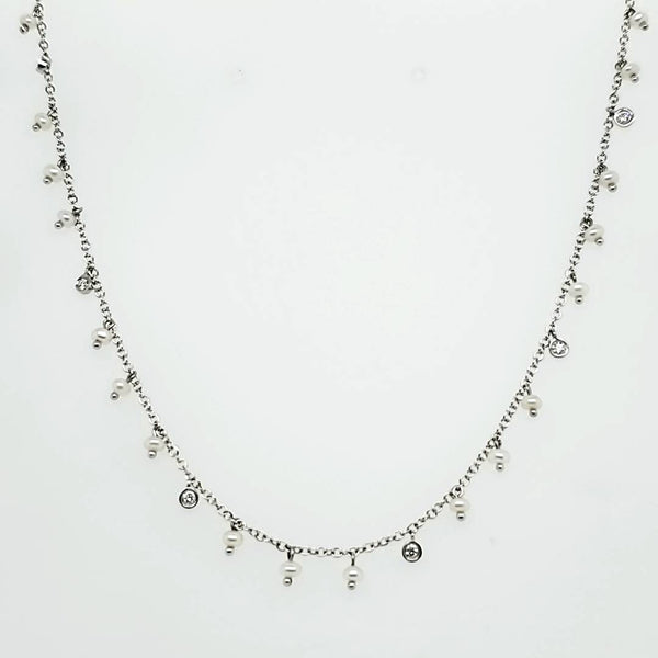 Meira T 14kt Gold Pearl and Diamond Fringe Necklace
