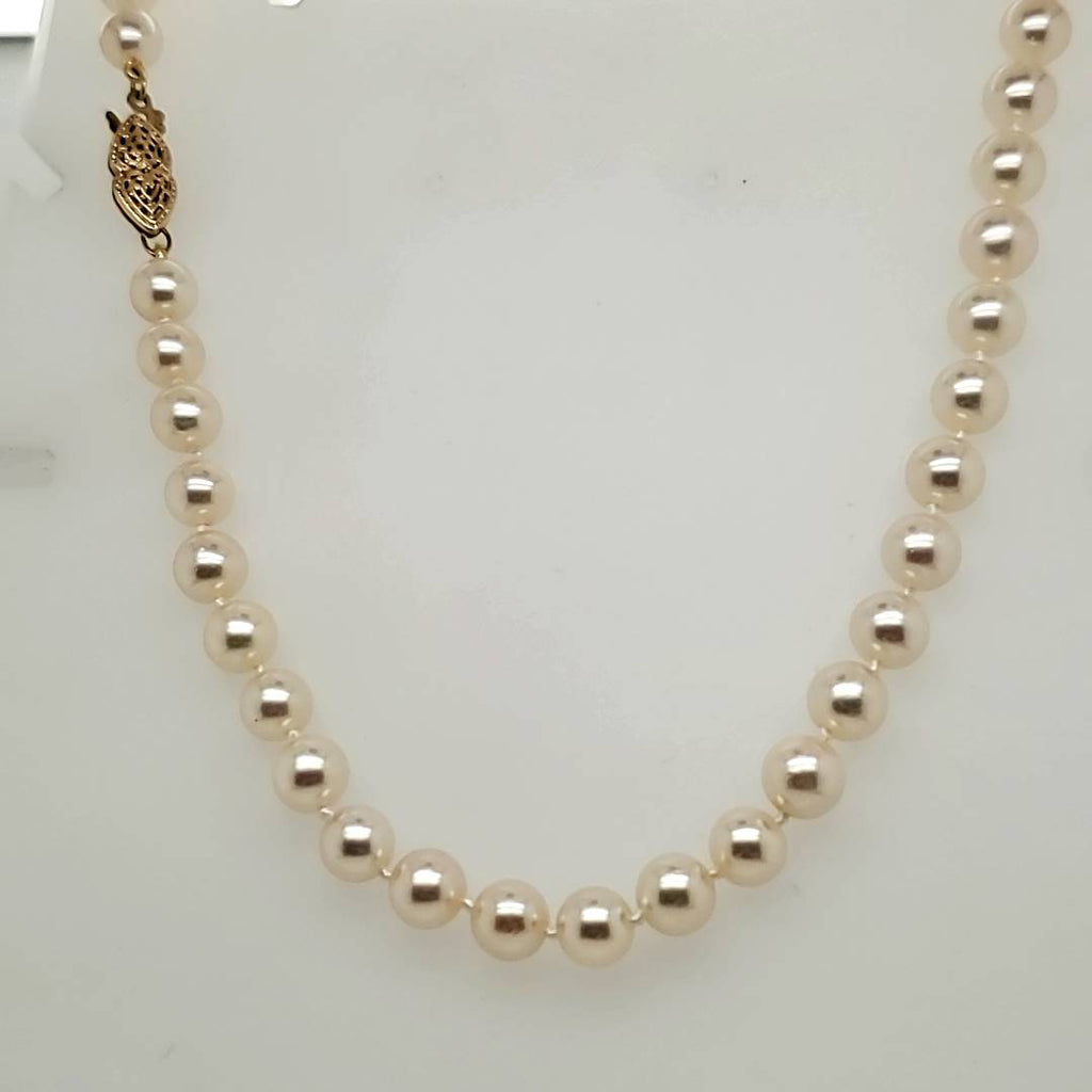 17"" long 6.5X6mm cultured Akoya pearl necklace