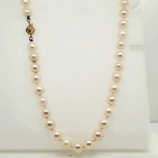 24"" long 7x6.5mm cultured Akoya pearl necklace