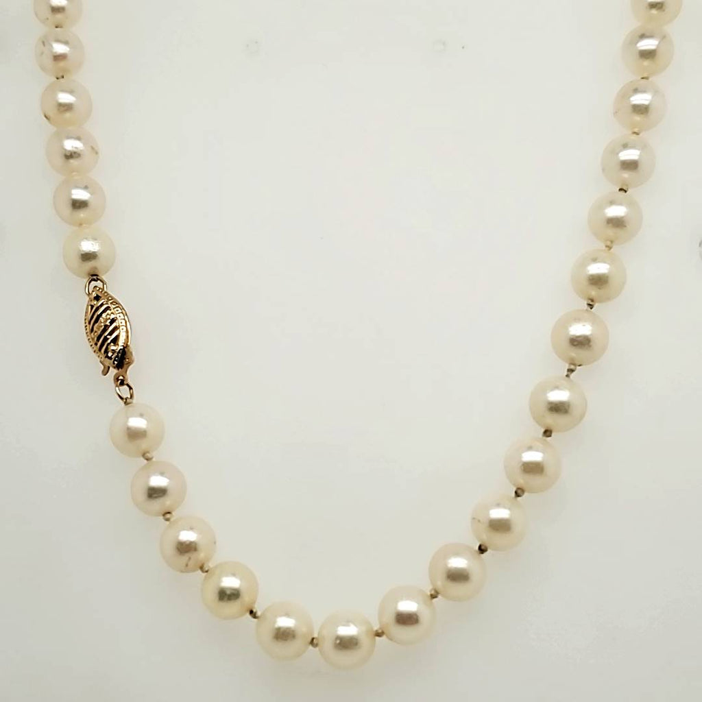 24"" long 7x6.5mm cultured Akoya pearl necklace