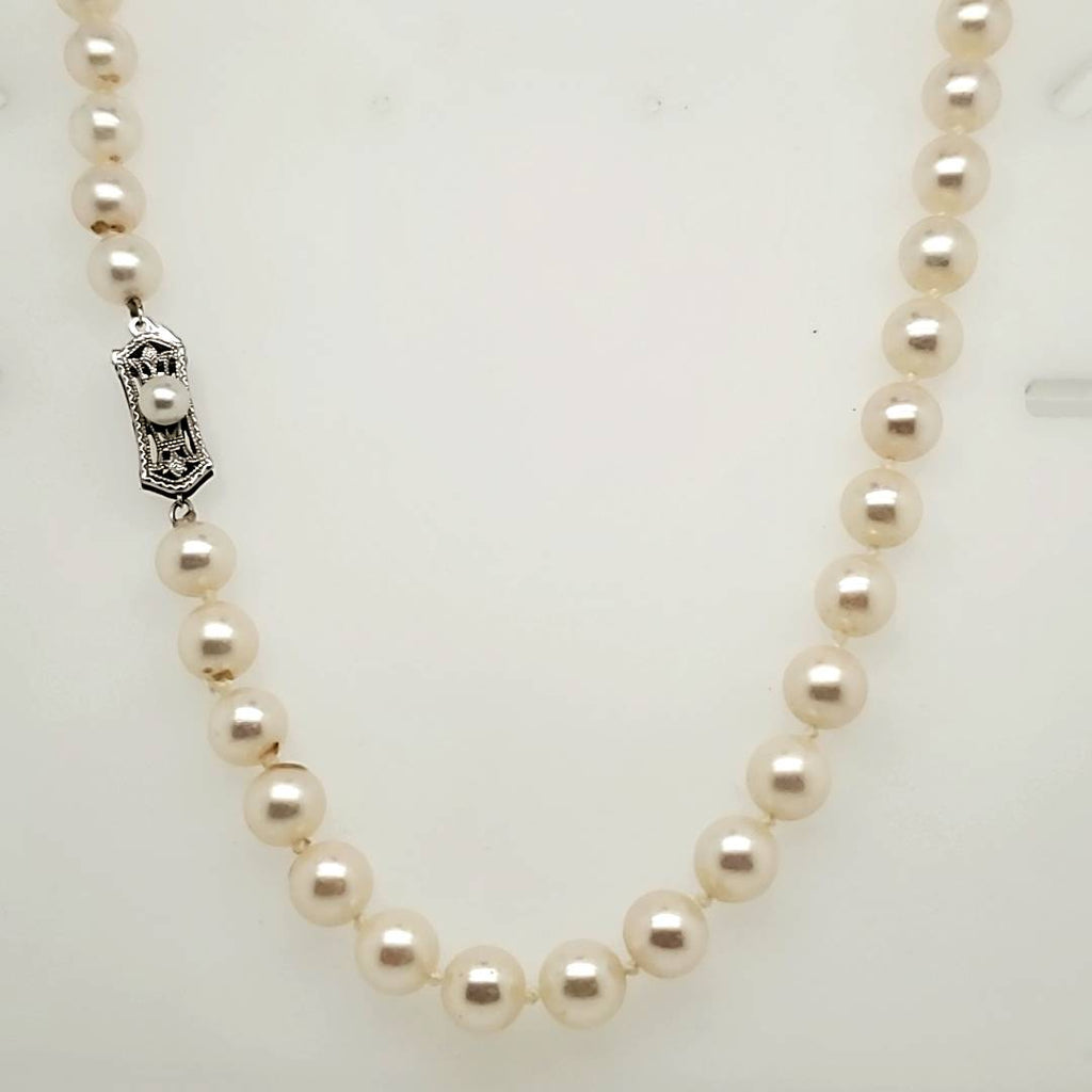 24"" long 7x6.5mm cultured Akoya pearl necklace