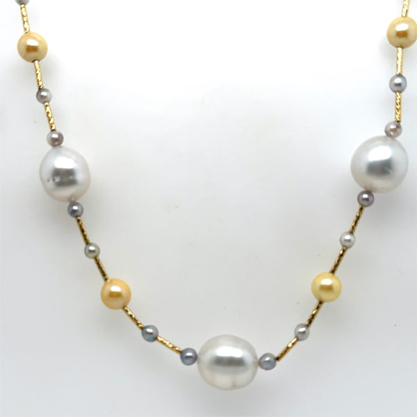 18kt Yellow Gold Pearl Necklace With Sterling Clasp