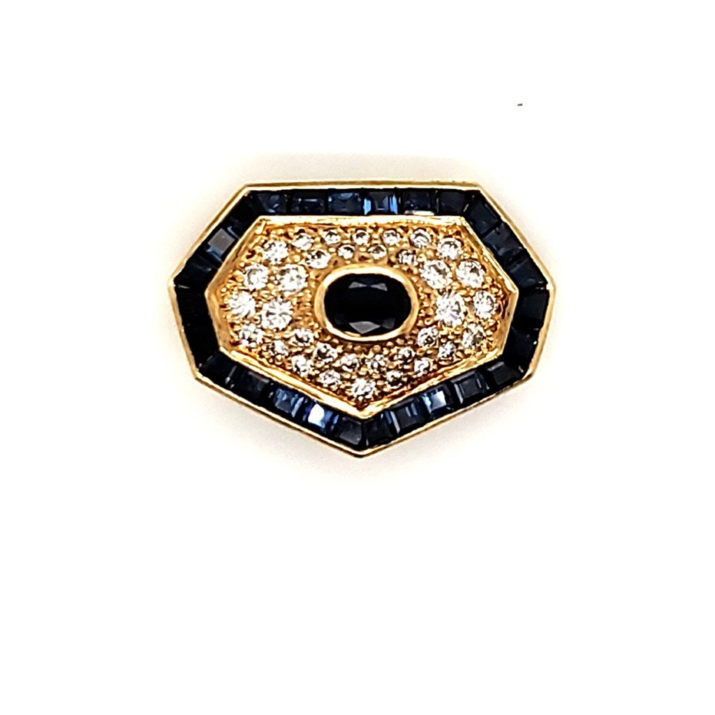 18kt Yellow Gold Diamond and Sapphire Pearl Clasp