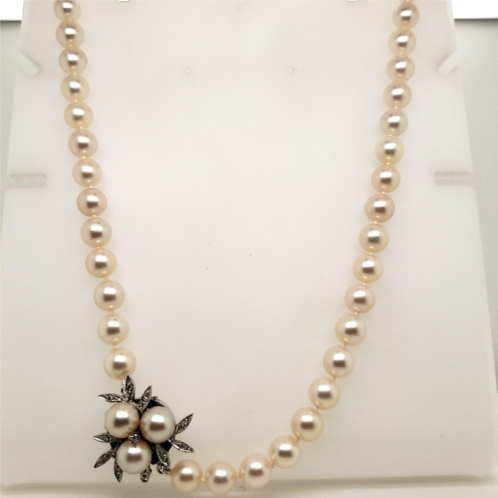 24"" Long 7X6.5Mm Cultured Akoya Pearl Necklace