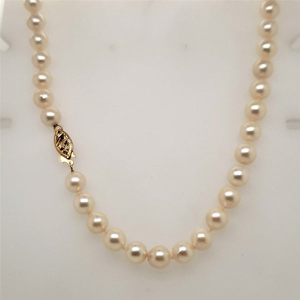 18"" long 7x6.5mm cultured Akoya pearl necklace