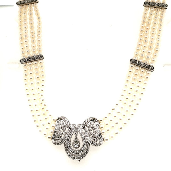 Platinum and Diamond Multi Strand Edwardian /style Necklace