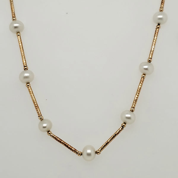 14kt Yellow Gold and Pearl Necklace