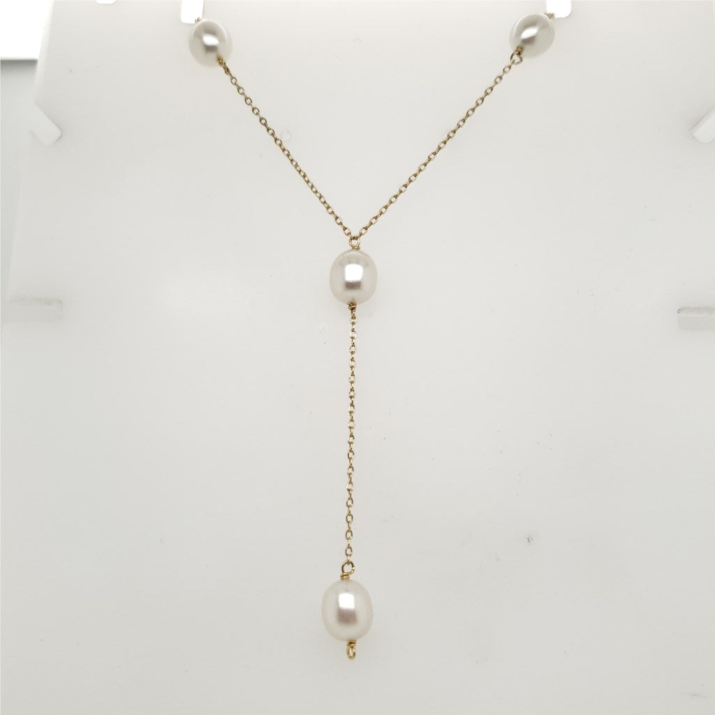 Pre-owned Tiffany & Co. 18kt Yellow Gold and Pearl Lariat Necklace
