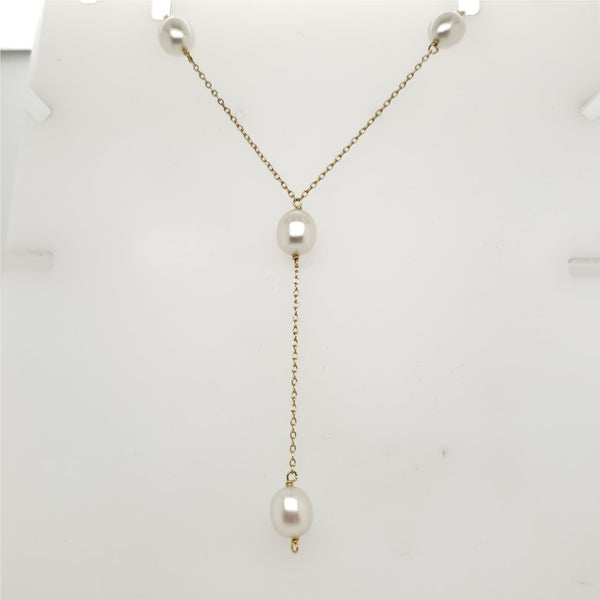 Pre-owned Tiffany & Co. 18kt Yellow Gold and Pearl Lariat Necklace