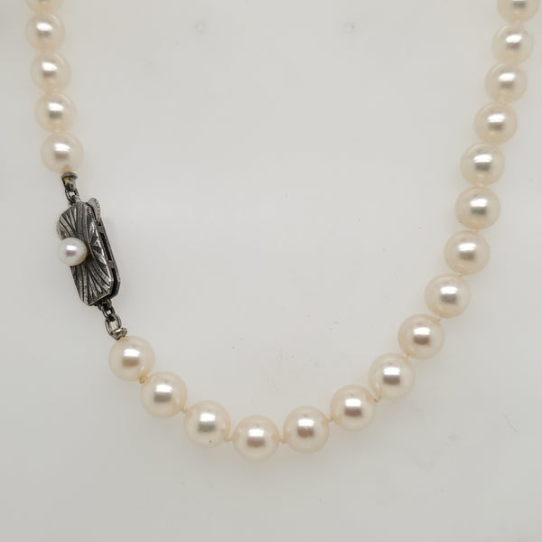 Vintage Mikimoto 16"" 7X6.5mm Cultured Akoya Pearl Necklace