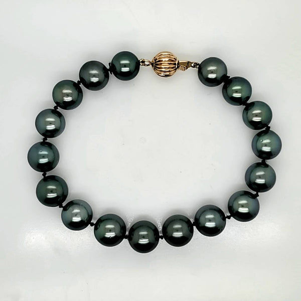 14kt Yellow Gold BlackTahitian Pearl Bracelet