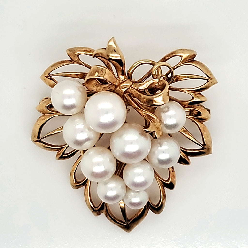 Vintage Mikimoto 14Kt Gold And Pearl Brooch