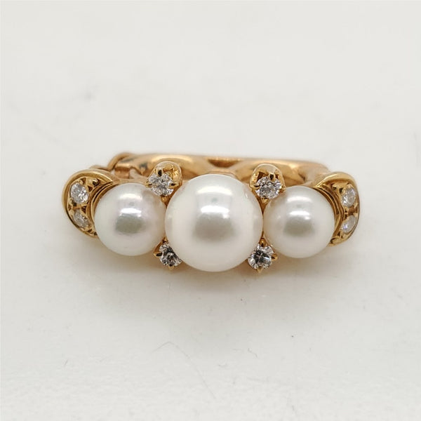18kt Yellow Gold Pearl and Diamond Pearl Shortener