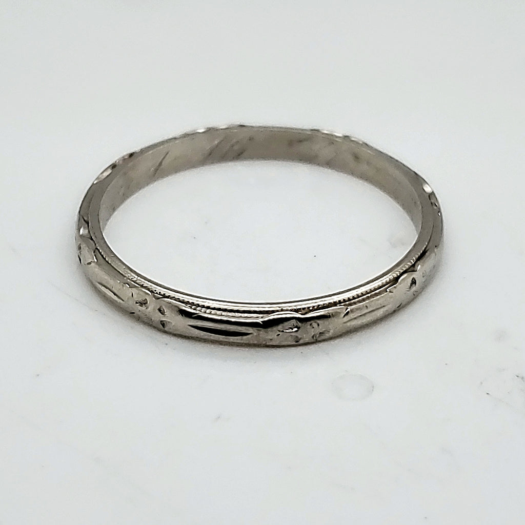 Art Deco 18Kt White Gold Wedding Band