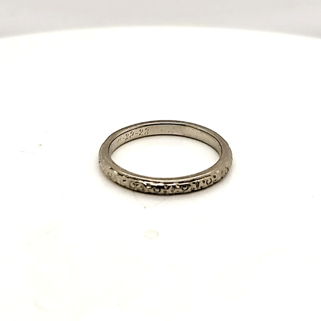 1923 Art Deco 18Kt White Gold Wedding Band