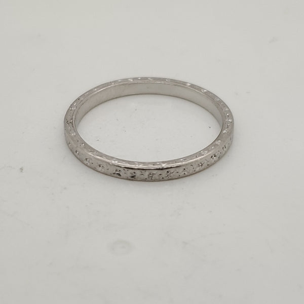 Art Deco Platinum Engraved Wedding Band