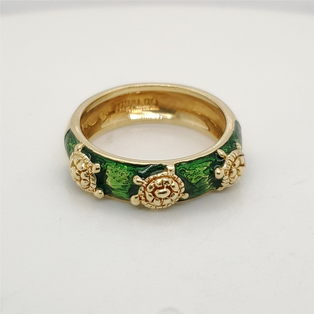 Hidalgo 18kt Yellow Gold Enamel Turtle Wedding Band