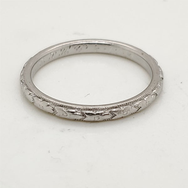 Art Deco Platinum Engraved Wedding Band