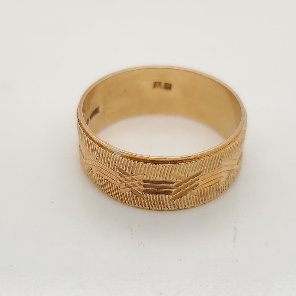 Vintage 18kt Yellow Gold Wide Wedding Band