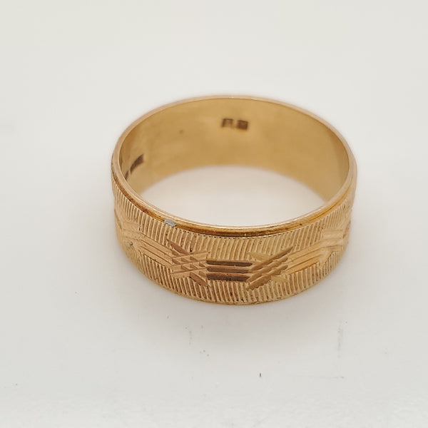 Vintage 18kt Yellow Gold Wide Wedding Band