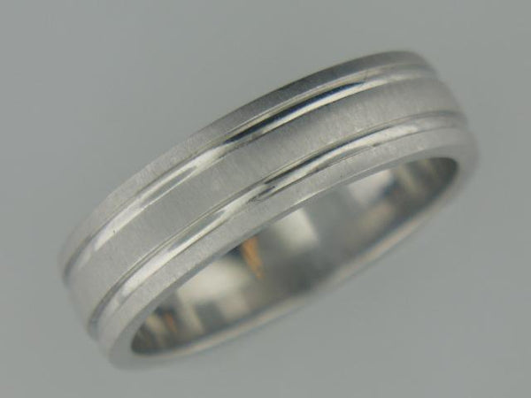 Sz 10 Platinum Band Matte W 2 Polished Stripes Tipt