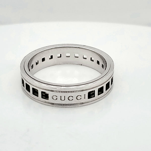 Mens Gucci 18kt White Gold Spinning Wedding Band