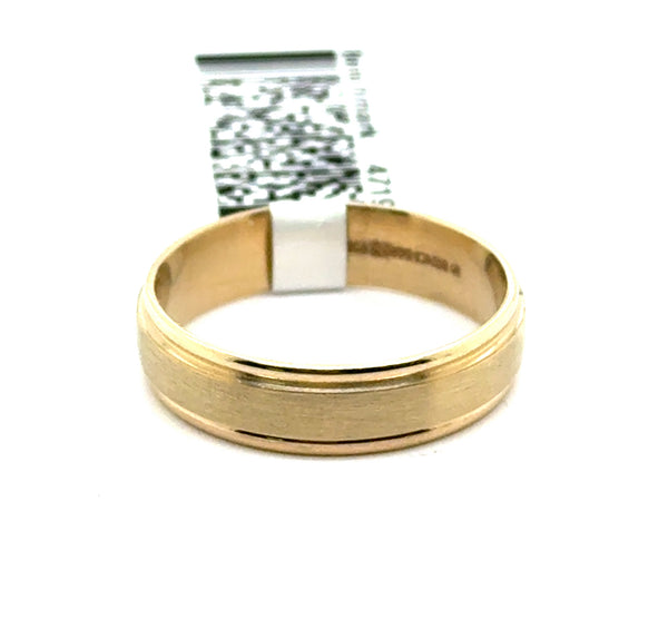 10kt Yellow Gold Benchmark Mens Comfort Fit Wedding Band With Satin Finish Center