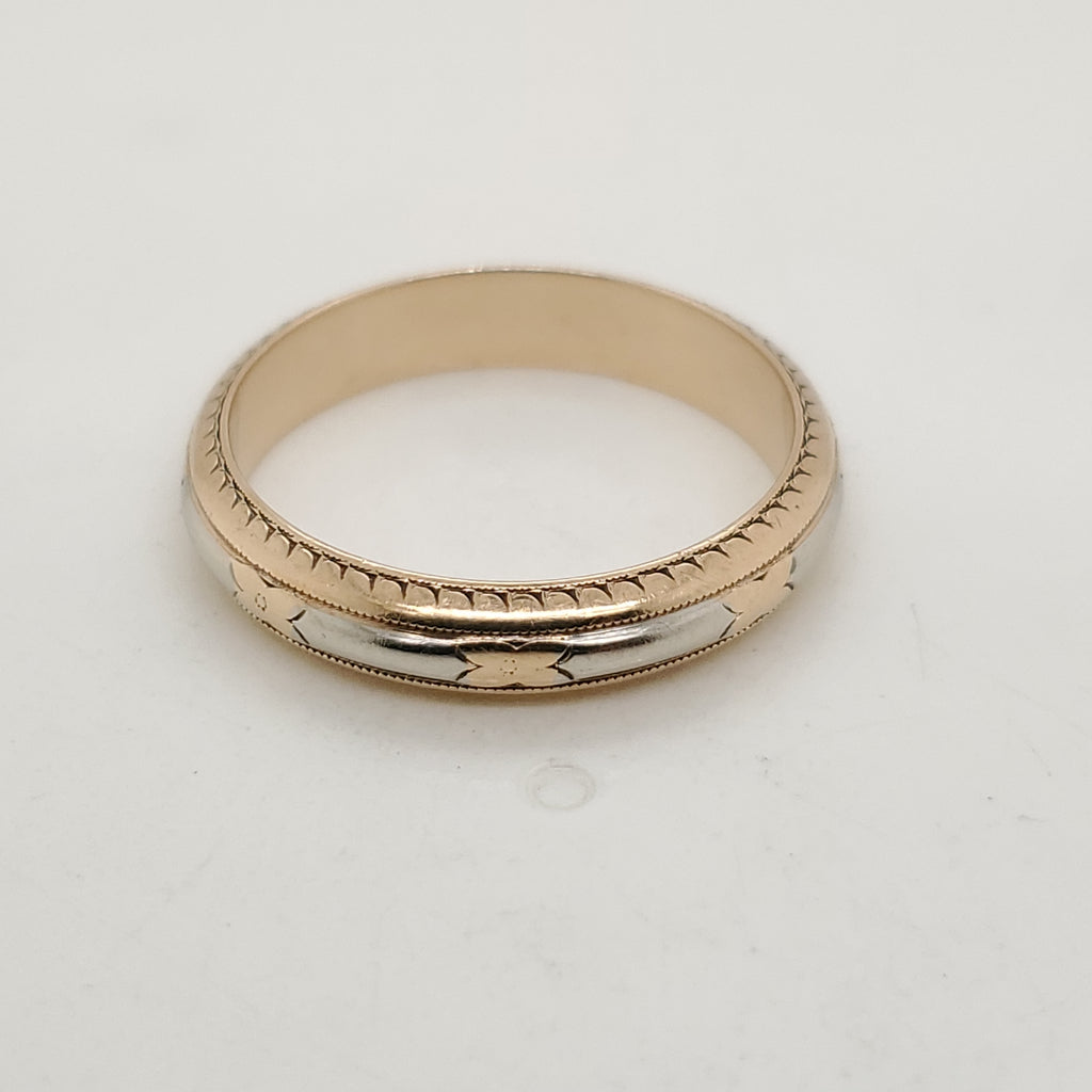 Mens 14kt Yellow and White Gold Wedding Band