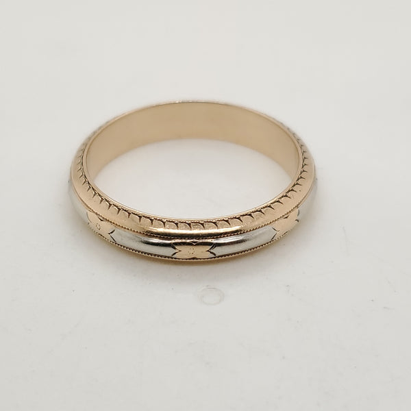 Mens 14kt Yellow and White Gold Wedding Band