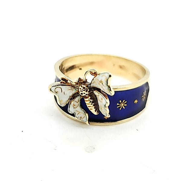 14kt Yellow Gold Enamel Butterfly Ring
