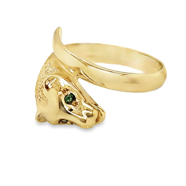 Vintage 14kt Yellow Gold Emerald Panther Ring