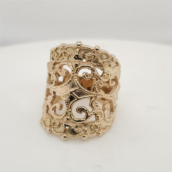 14kt Yellow Gold Filigree Saddle Ring