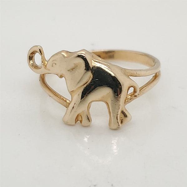 14Kt Yellow Gold Elephant Ring
