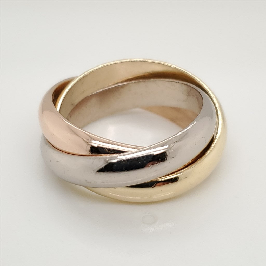 Pre-owned Cartier 18ktTrinity Tri-Color Gold Band
