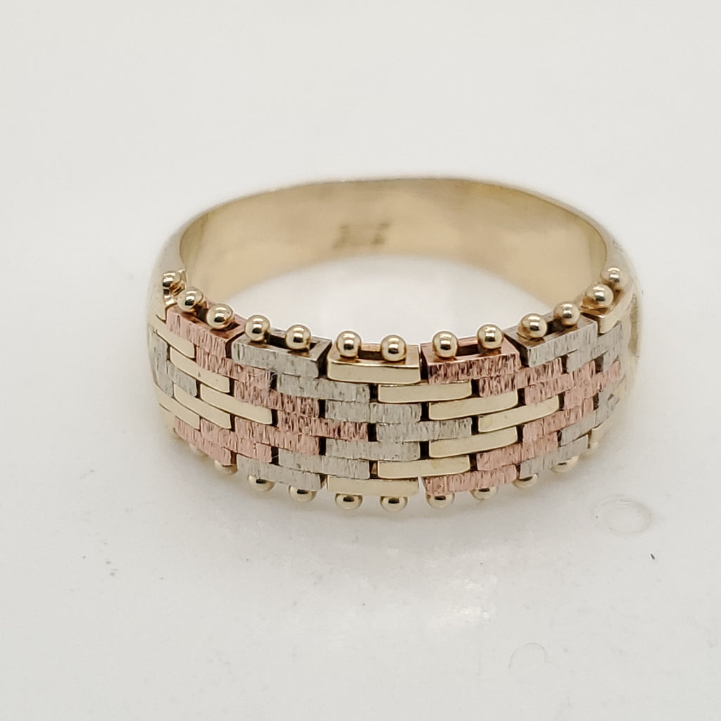 14kt Yellow Rose and White Gold Woven Design Band