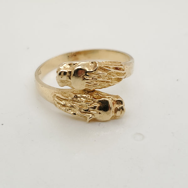 14kt Yellow Gold Double Lions Head Ring