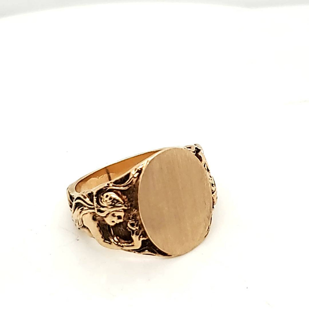 14kt Yellow Gold Antique Art Nouveau Signet Ring