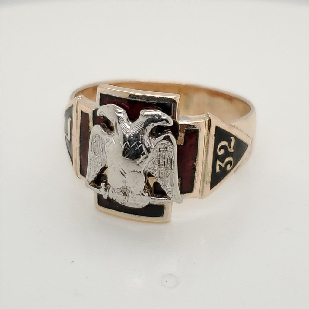 Vintage 10kt Yellow Gold Mens Masonic Ring