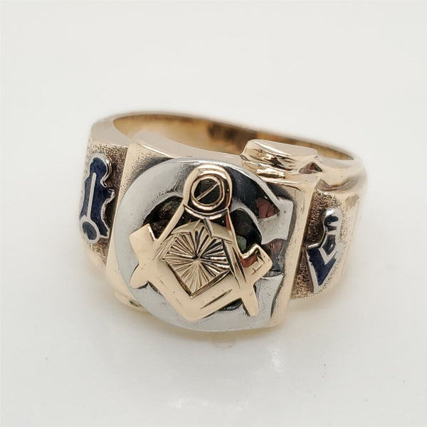 Vintage 10kt Yellow Gold Mens Masonic Ring
