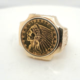 Vintage 1911 US $2.50 Gold Coin Ring in 14kt Yellow Gold Mounting