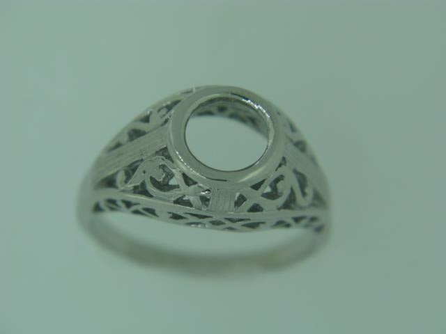 14Kt White Gold Filigree Mounting