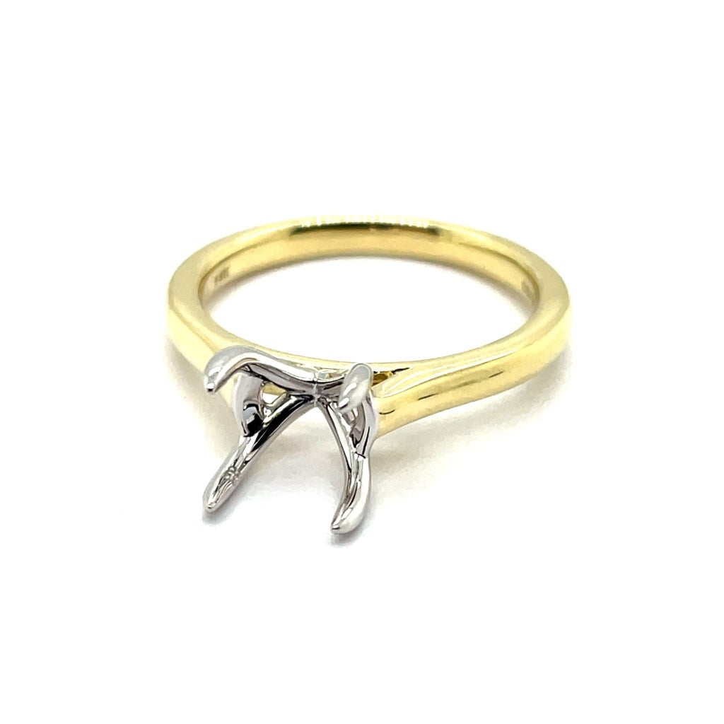 14kt Yellow And White Gold Solitaire Semi-Mount Mounting