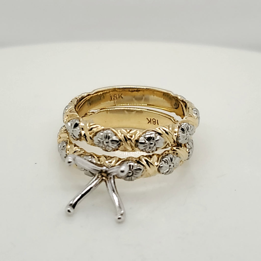 18kt Yellow and White Gold Wedding Set Mounting