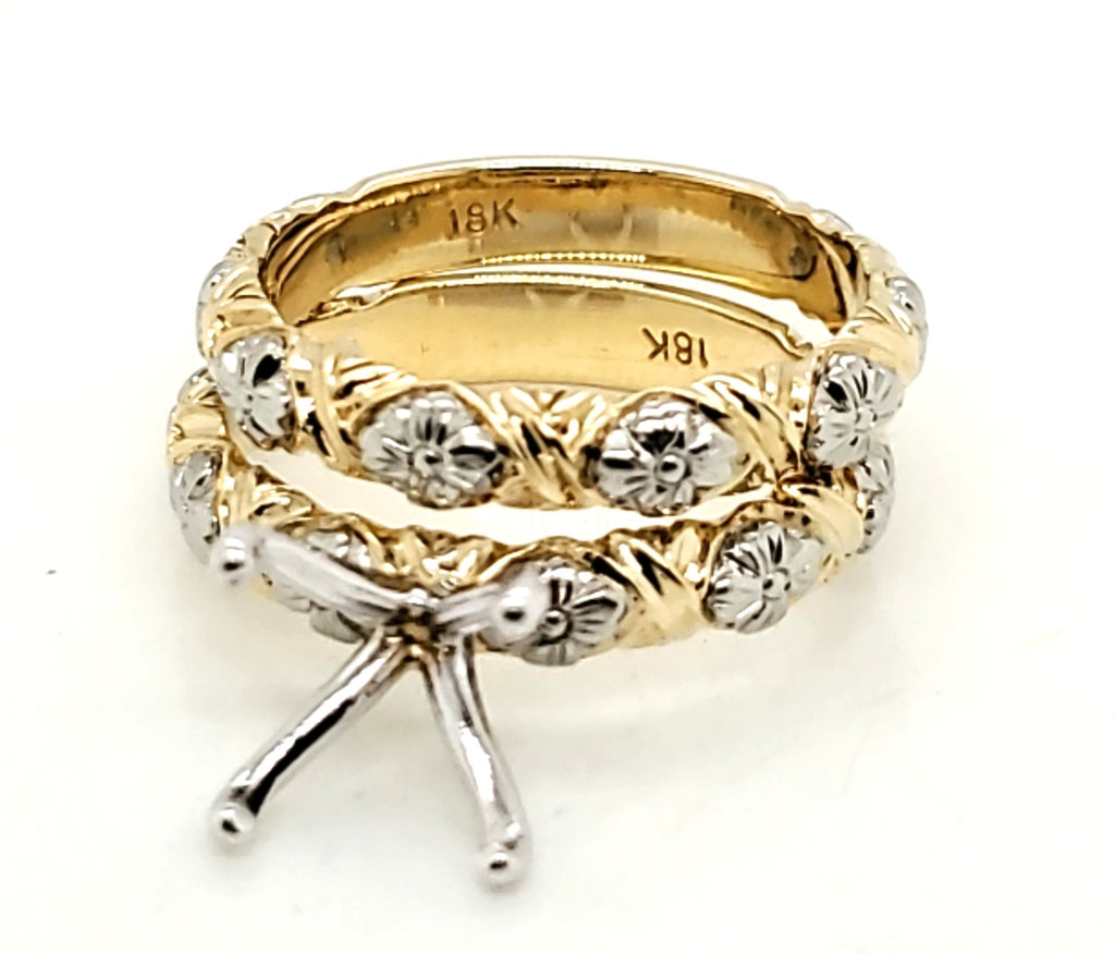 18kt Yellow and White Gold Wedding Set Mounting