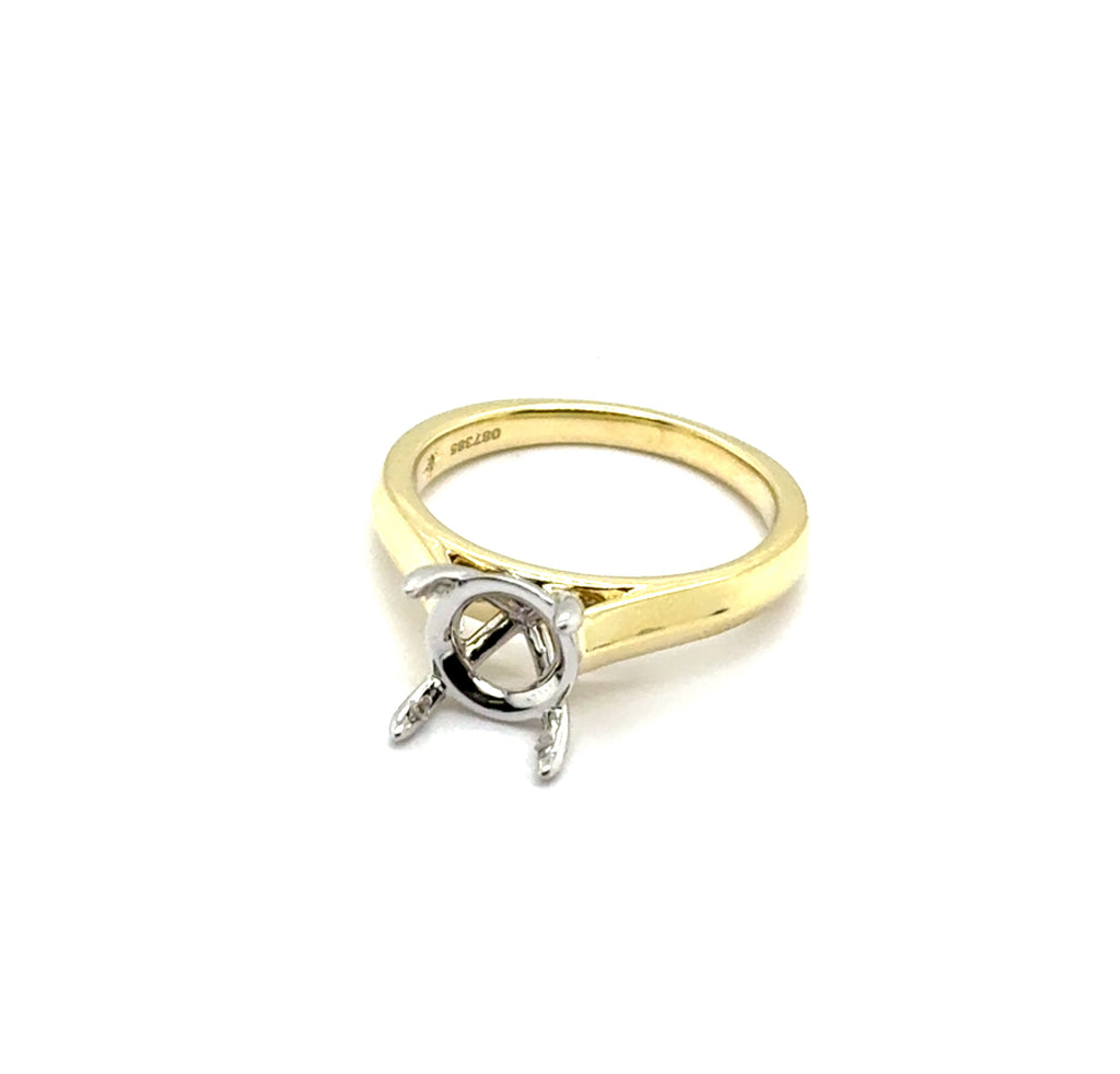 14kt Yellow And White Gold Solitaire Semi-Mount Mounting