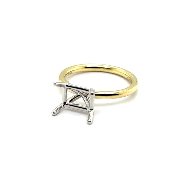 14kt Yellow And White Gold Emerald Solitaire Semi-Mount Mounting