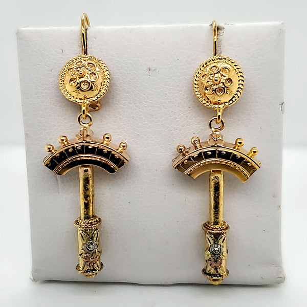 Vintage 14kt Yellow Gold Victorian Revival Earrings