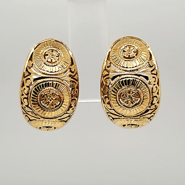 Vintage 18Kt Yellow Gold Filigree Earrings