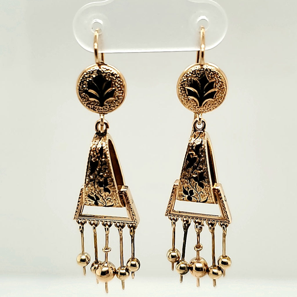 Antique Victorian 14kt Yellow Gold Dangle Earrings