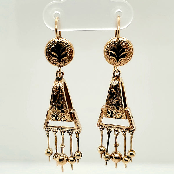 Antique Victorian 14kt Yellow Gold Dangle Earrings